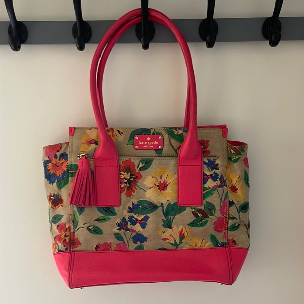 Kate Spade Pink and Cream Floral Tote
